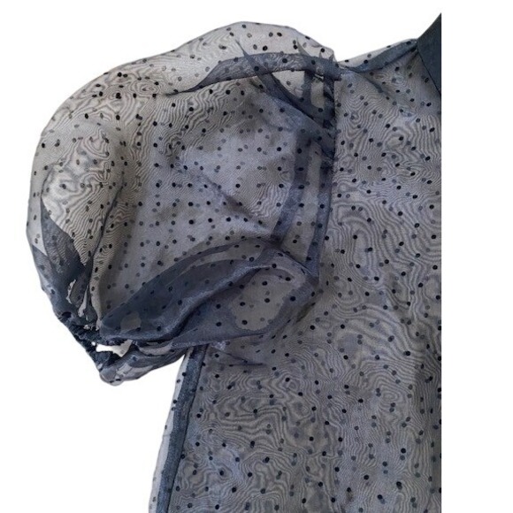 Black Sheer Mesh Blouse Top Women's M Polka Dot Puff Sleeve Fairy Whimsigoth - Picture 6 of 9